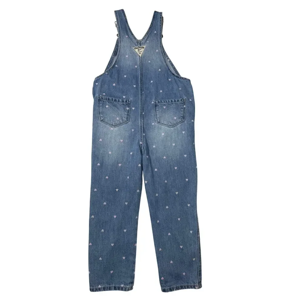 OshKosh B’gosh Pink Heart Denim Overalls 4T Toddler Girl